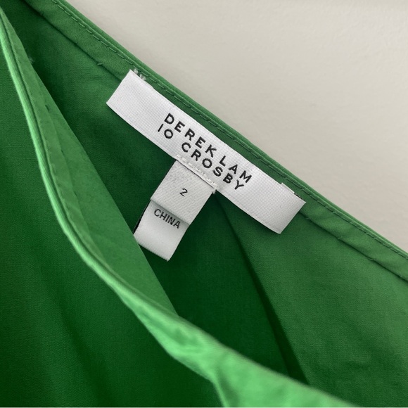 Derek Lam 10 Crosby One Shoulder Gathered Mini Dress Kelly Green - Size 2 - Picture 7 of 13
